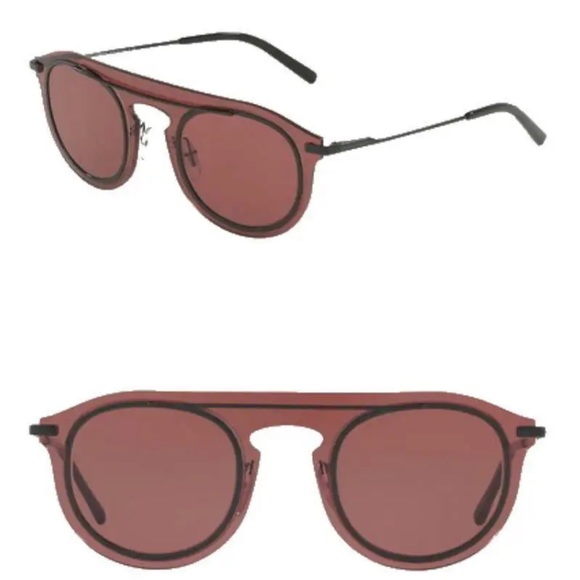 $350 Dolce&Gabbana Round Sunglasses Bordeaux Frame Smoke Lens Made in Italy NWT - Picture 1 of 14